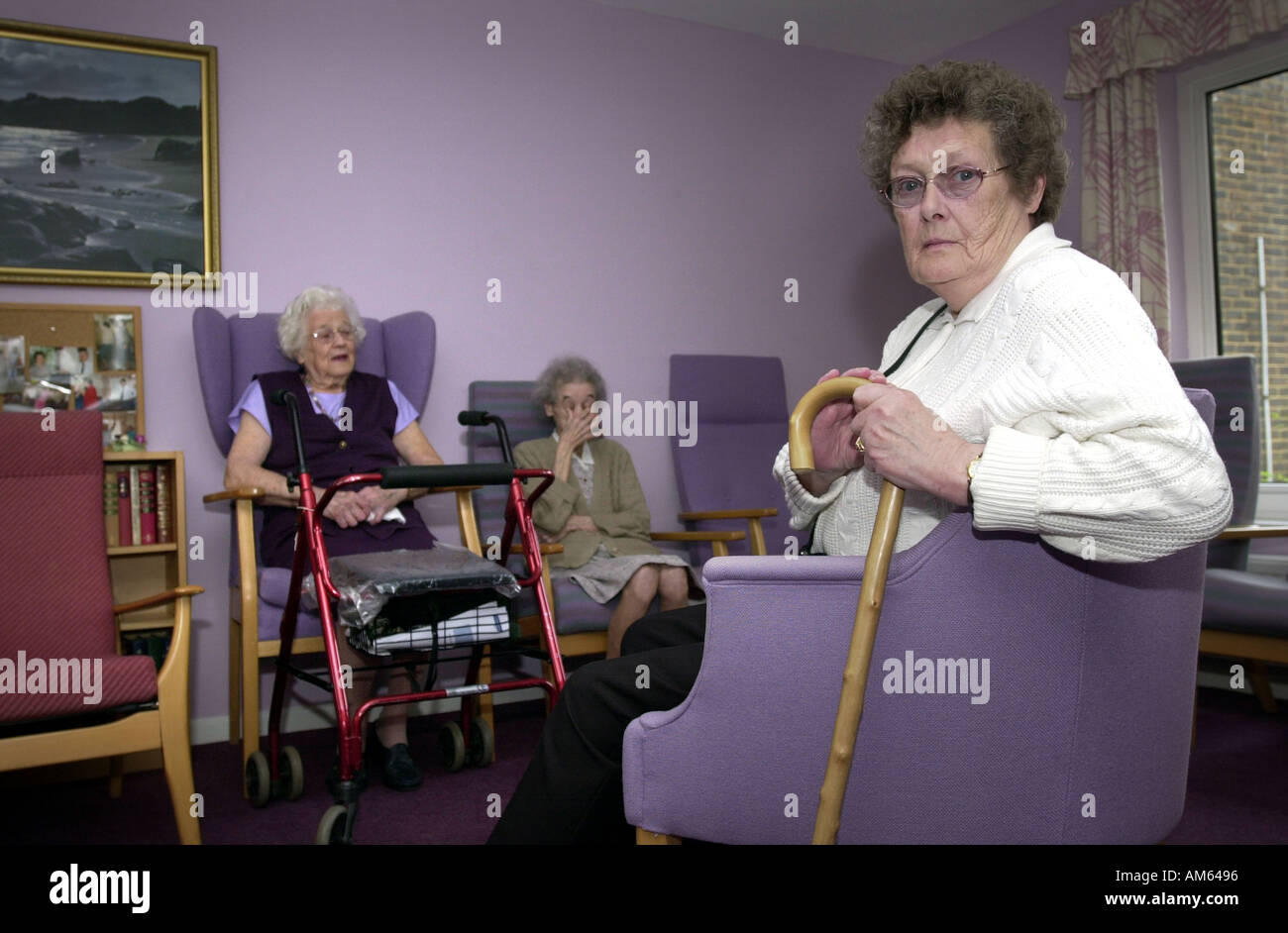 Elderly ladies sitting at a residential home UK Stock Photo