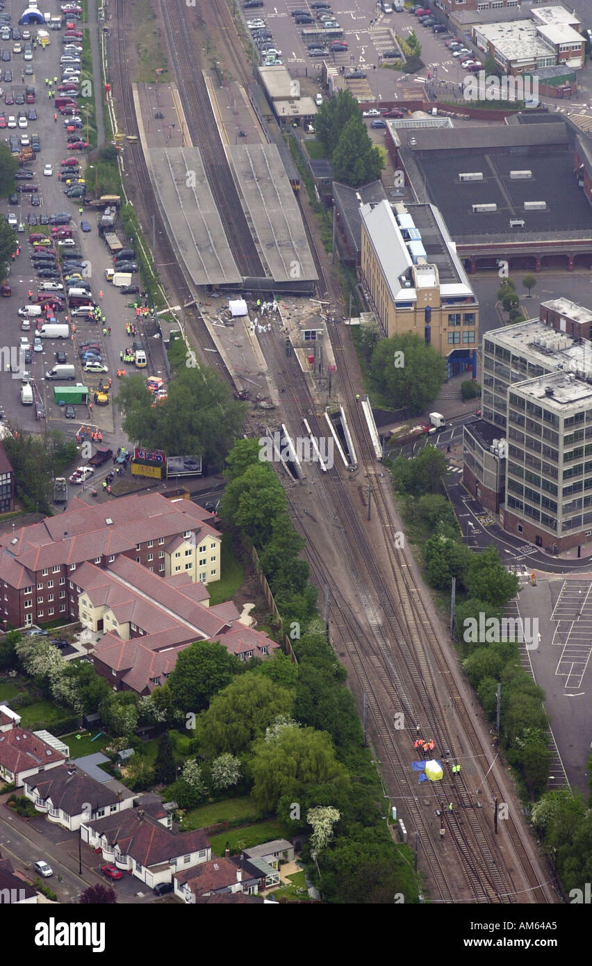 Potters Bar train crash Aerial view of the crash site and the points