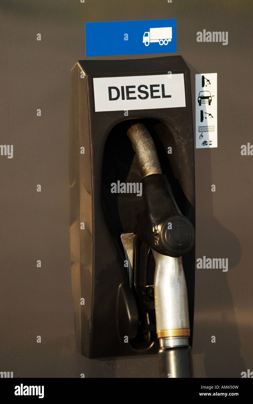 Diesel petrol pump at gas station Stock Photo