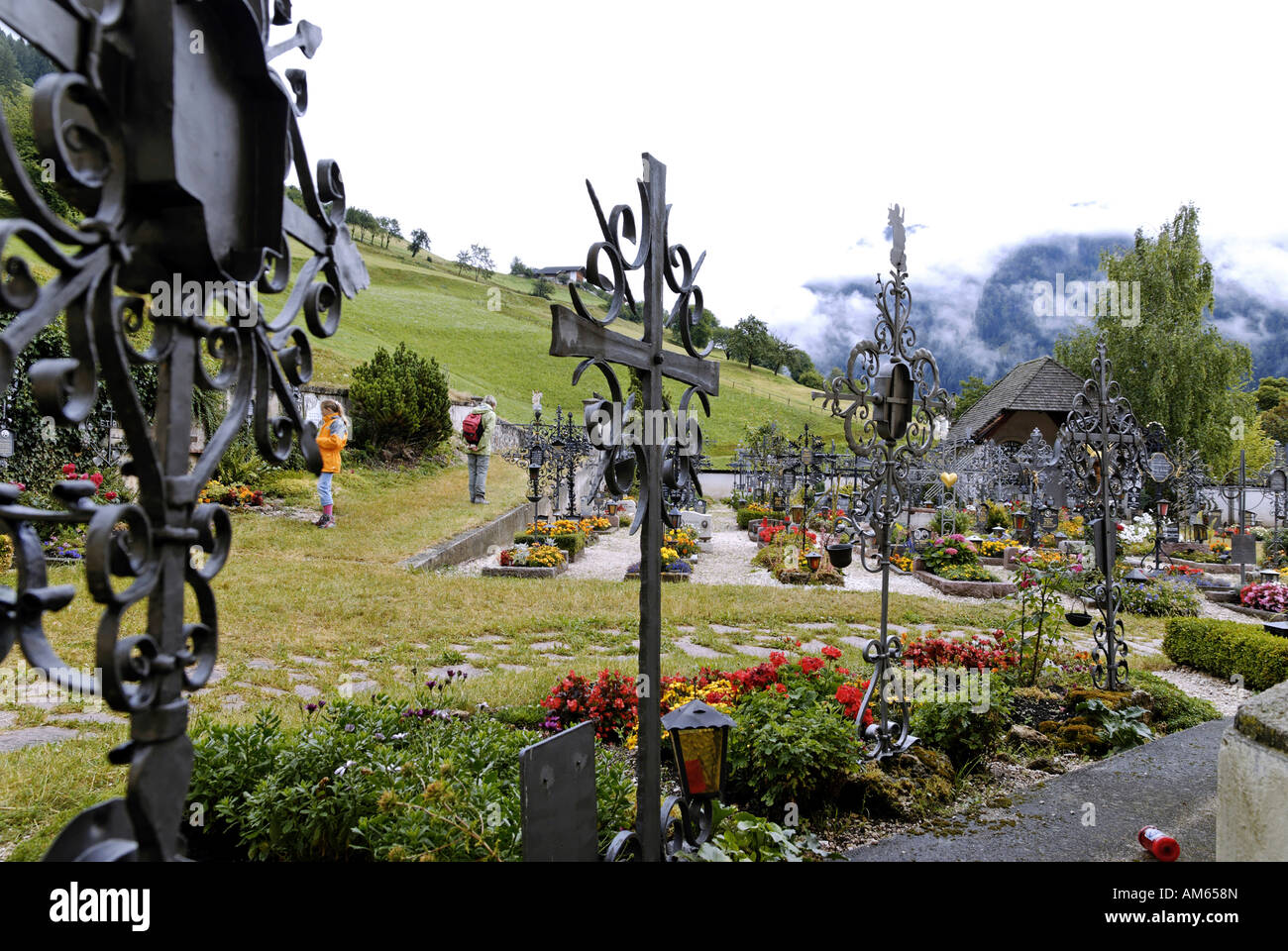 Cemetery, Tiers, South Tyrol, Italy Stock Photo