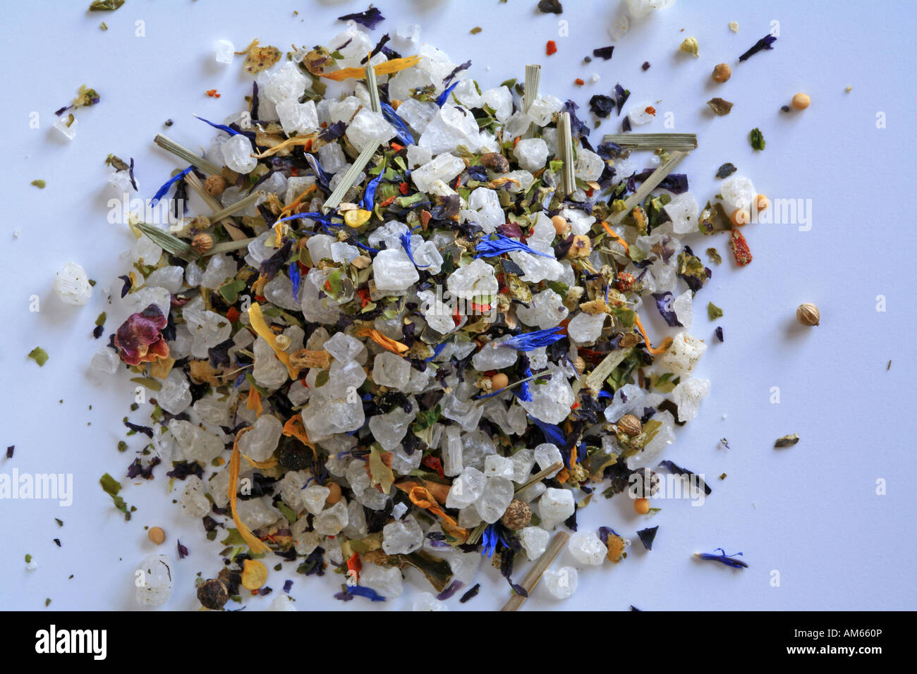 Sea salt with several herbs Stock Photo
