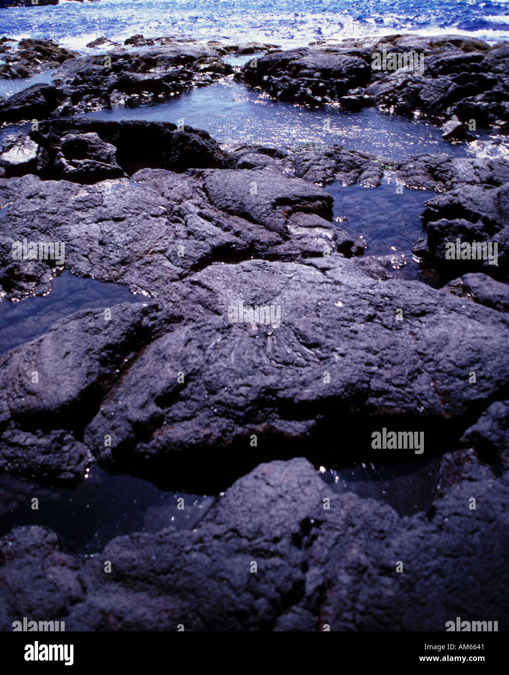 Black lava sand beach on Hawii coastline Stock Photo Alamy