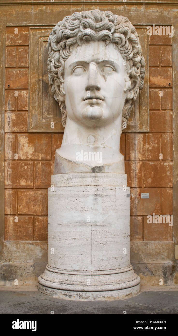 Head of a giant Roman statue of the Emperor Augustus. Vatican Museum