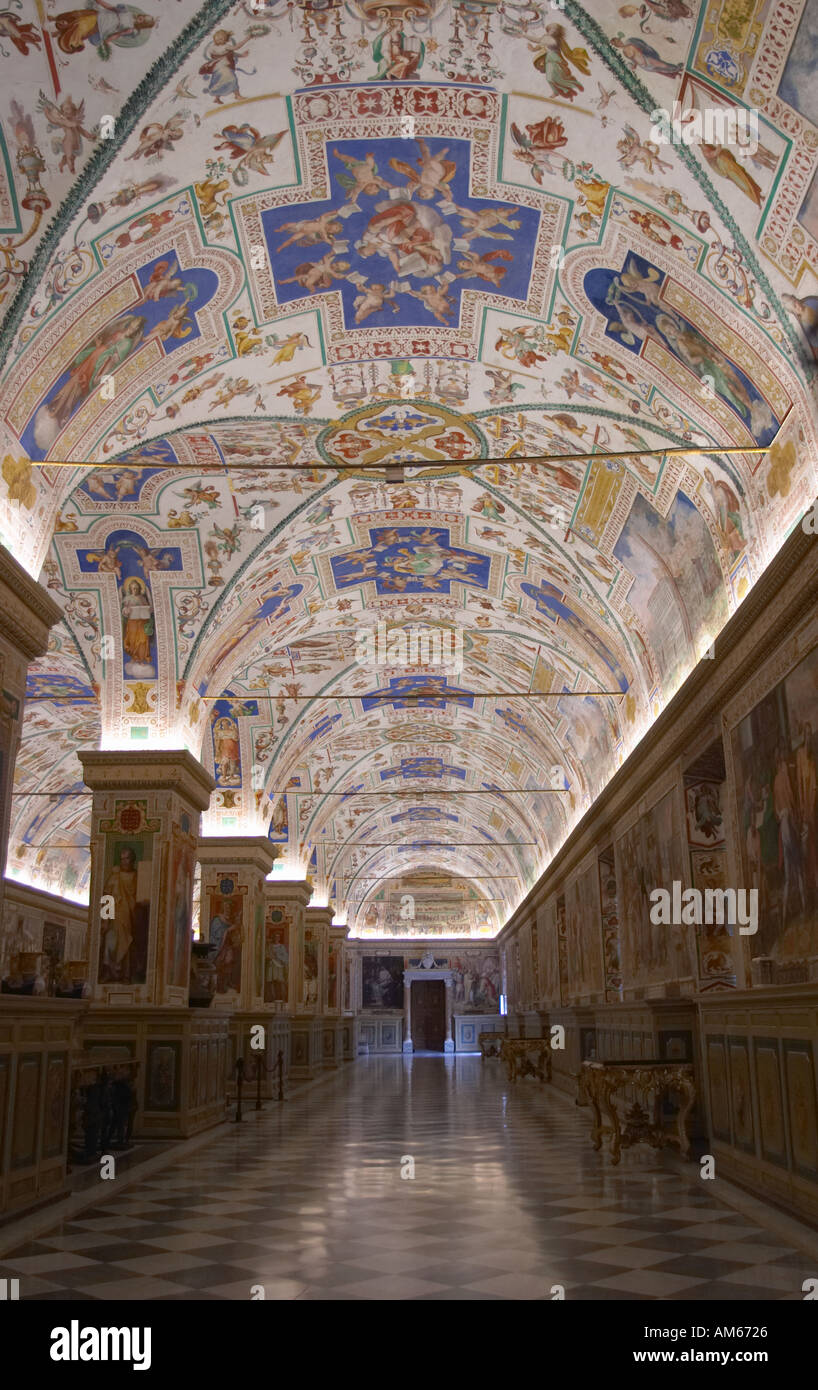 A painted corridor and ceiling. Vatican Museum, Rome, Lazio, Italy