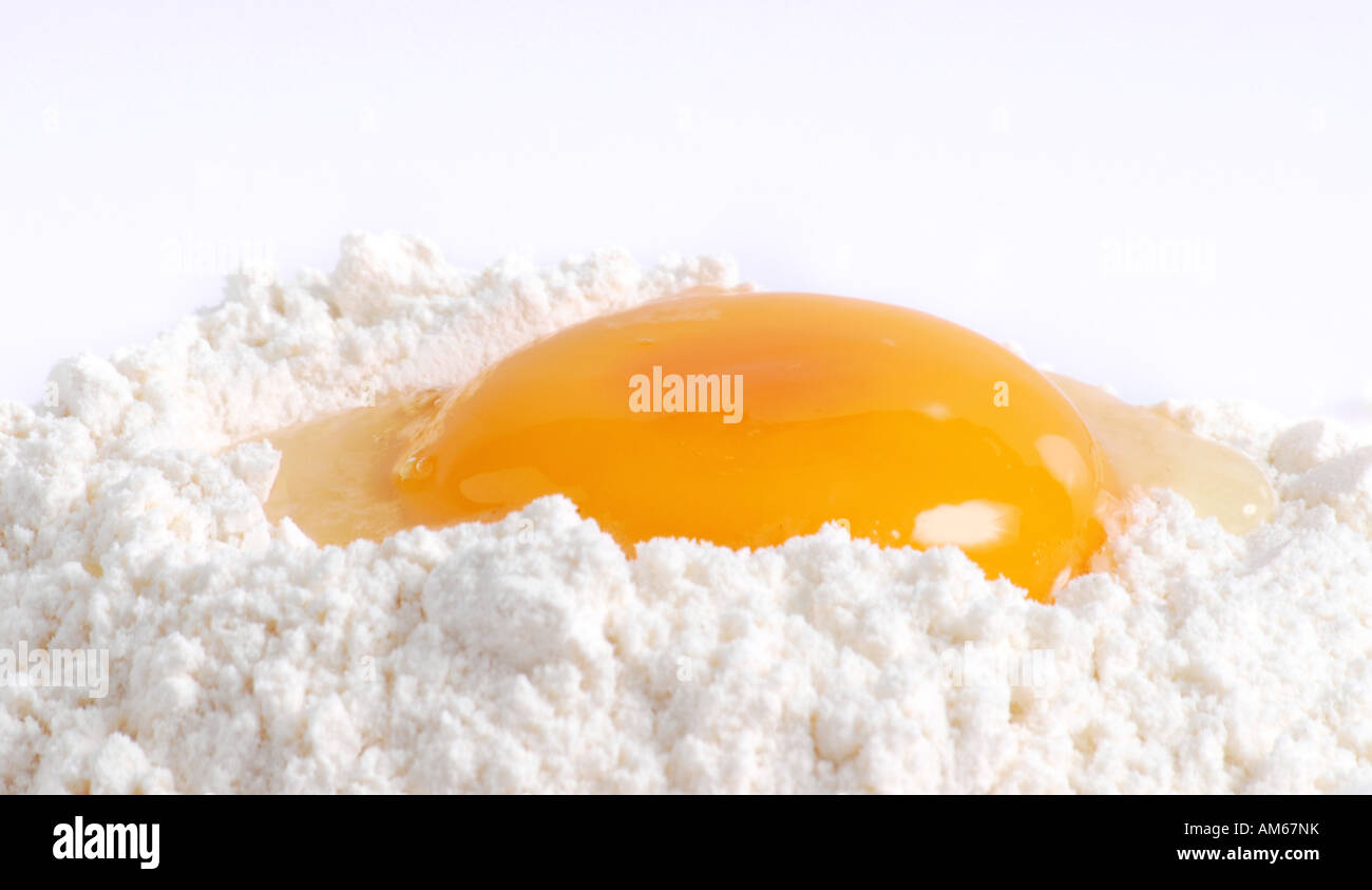 Egg yolk and flour Stock Photo