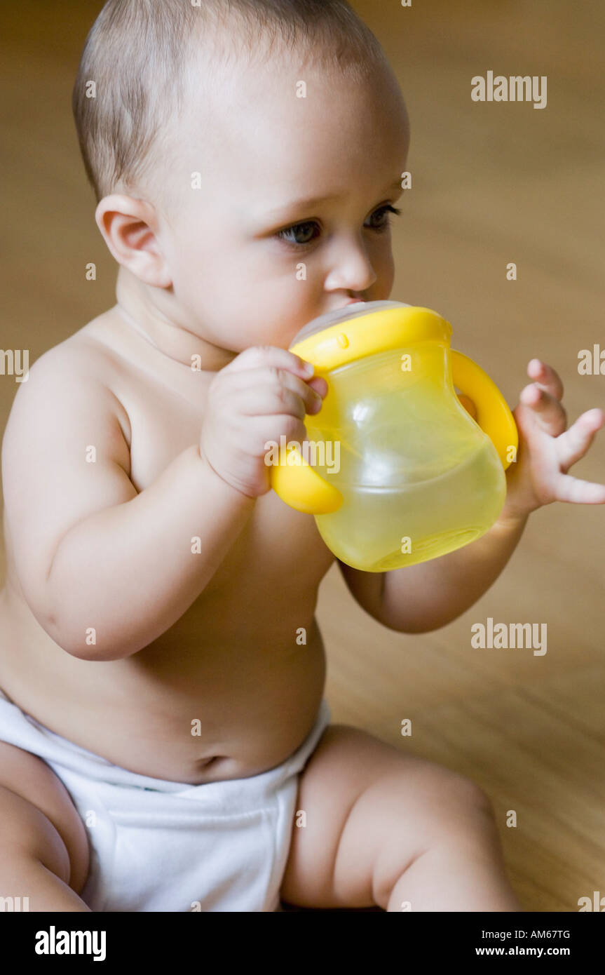baby drinking water bottle
