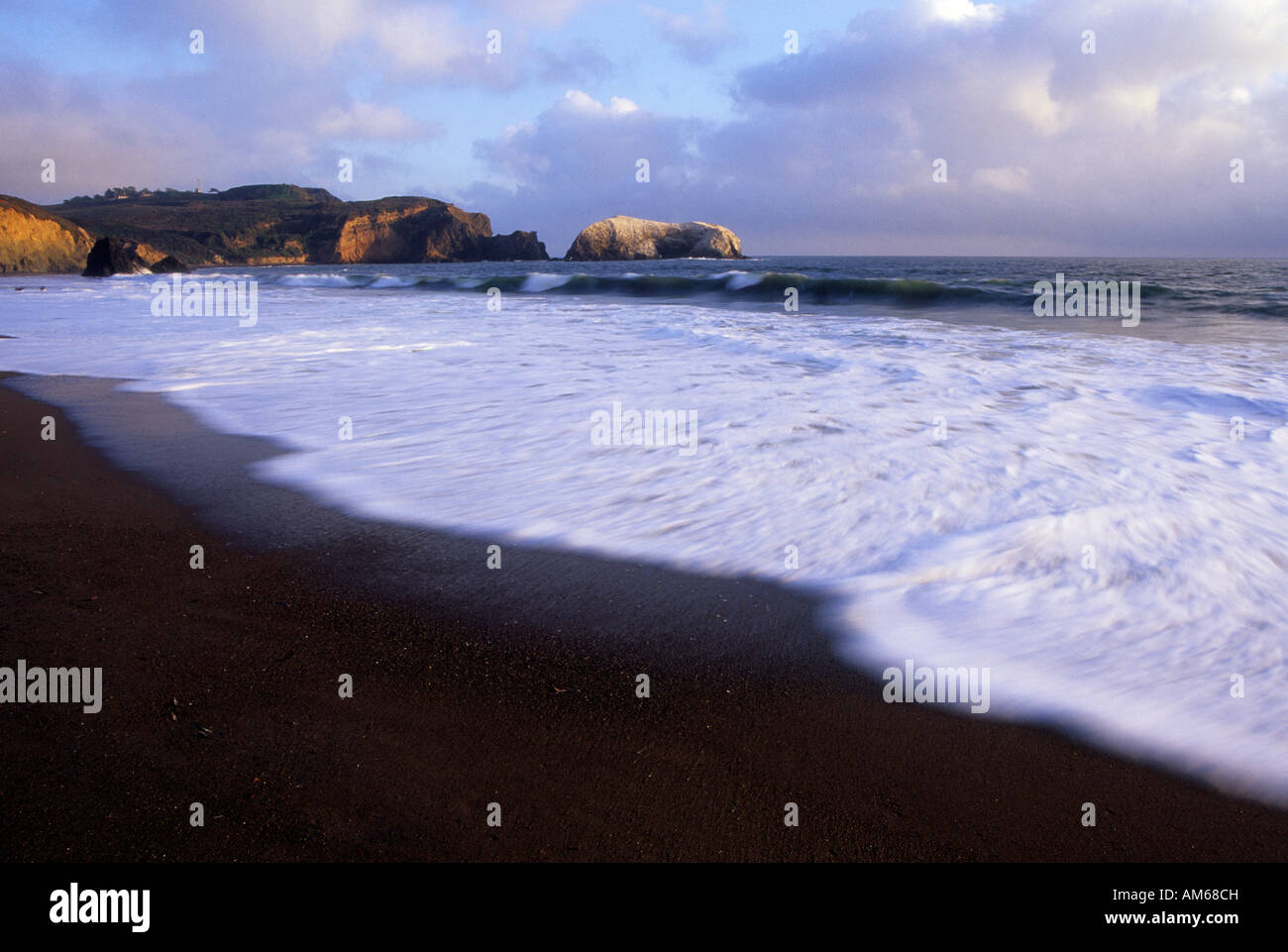 San Fran Rodeo Beach Waves wash up on Rodeo Beach in the Golden Gate National Recreation ...