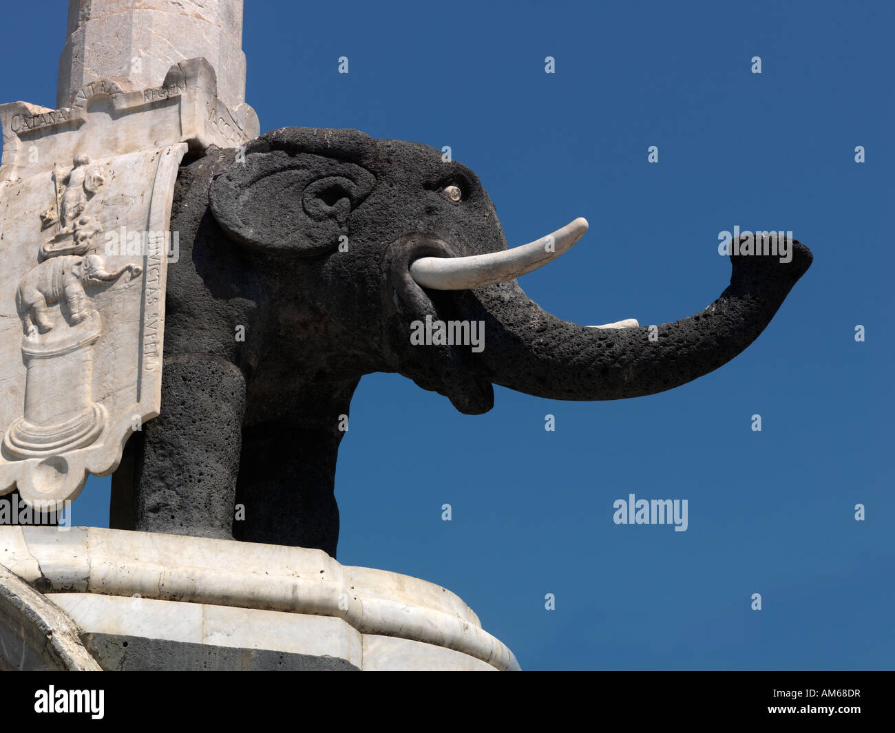 Catania Sicily Italy Fontana Della Elefante Elephant Sculpture Stock