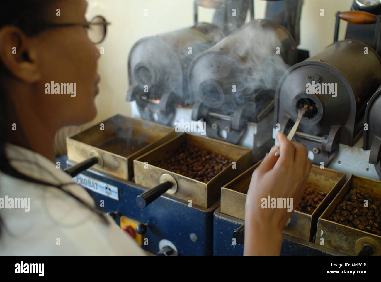 Coffee roasting in the quality control laboratory Central Warehouse