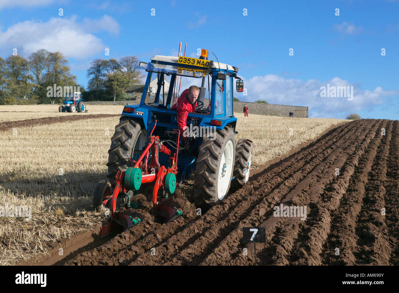 Tractor and plough at the 2007 Scottish Ploughing Championships held at Pusk Farm, Balmullo,