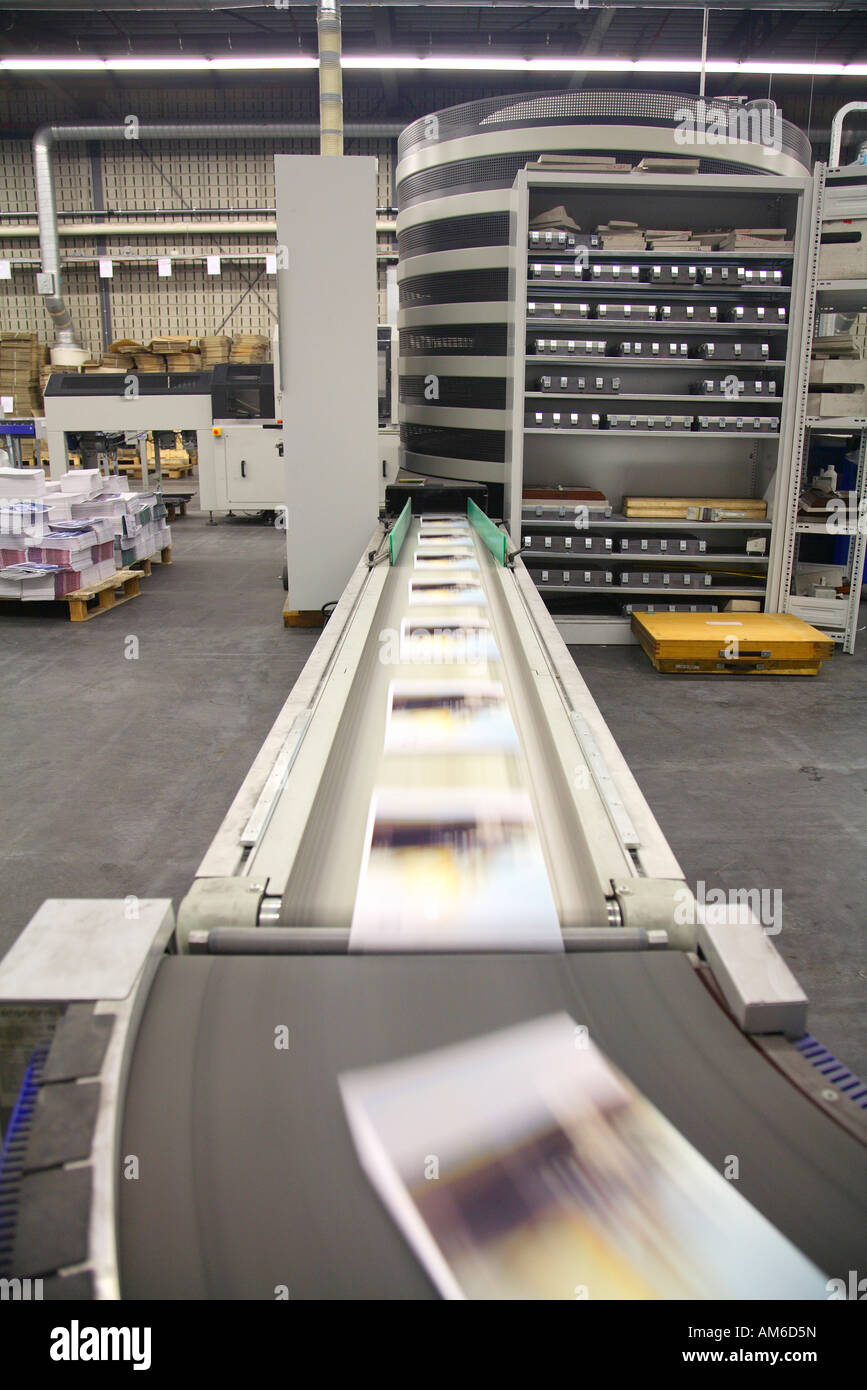 Bookbindery, binding books company. Bindery bindings of magazines Stock