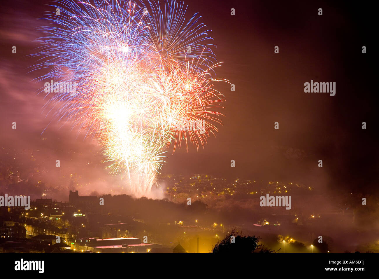 Fireworks At The Lewes Fire Festival Sussex UK Europe Stock Photo