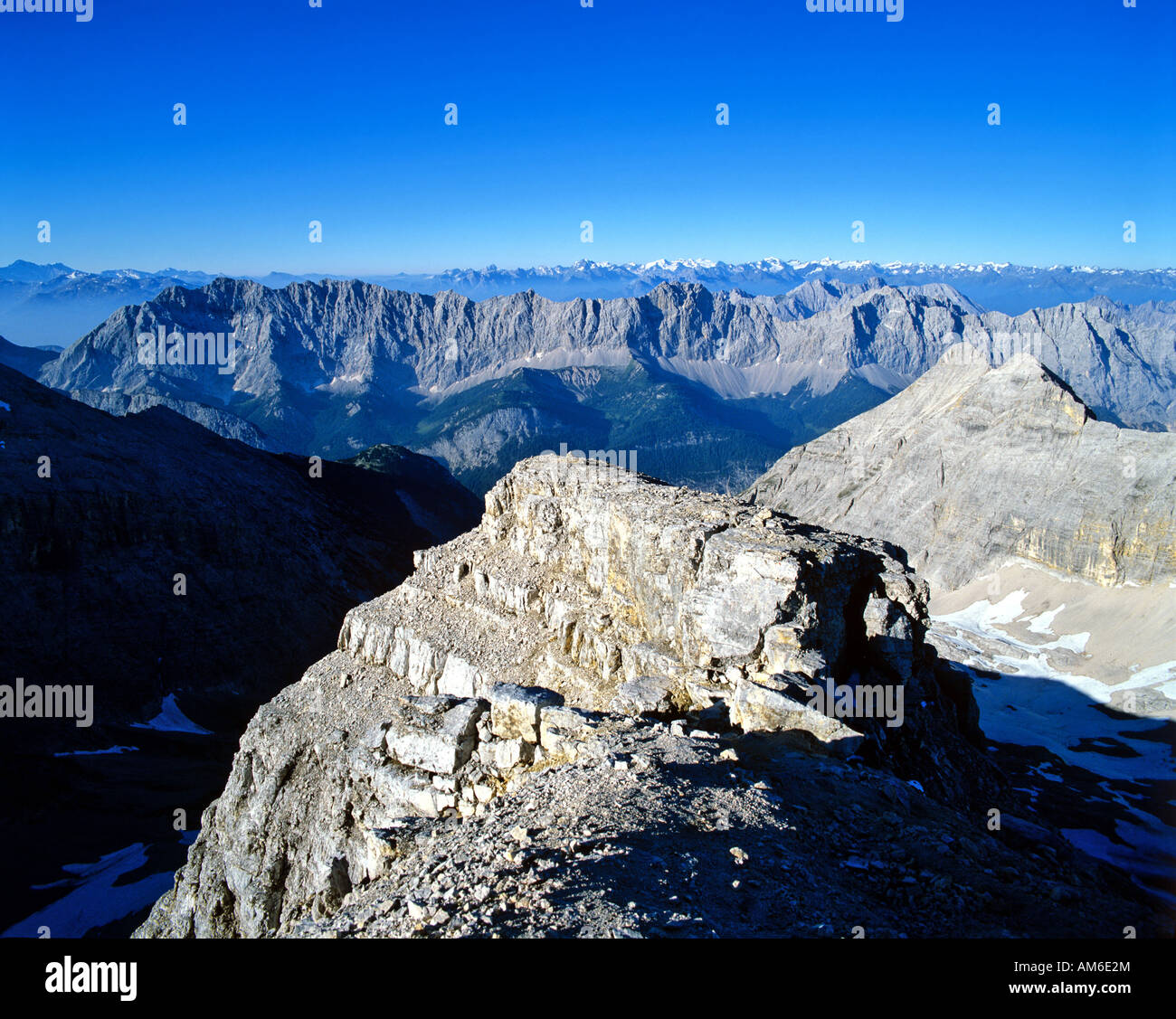 Birkkarspitze, Vomper-Kette, view to the Karwendel main ridge, Tyrol, Austria Stock Photo
