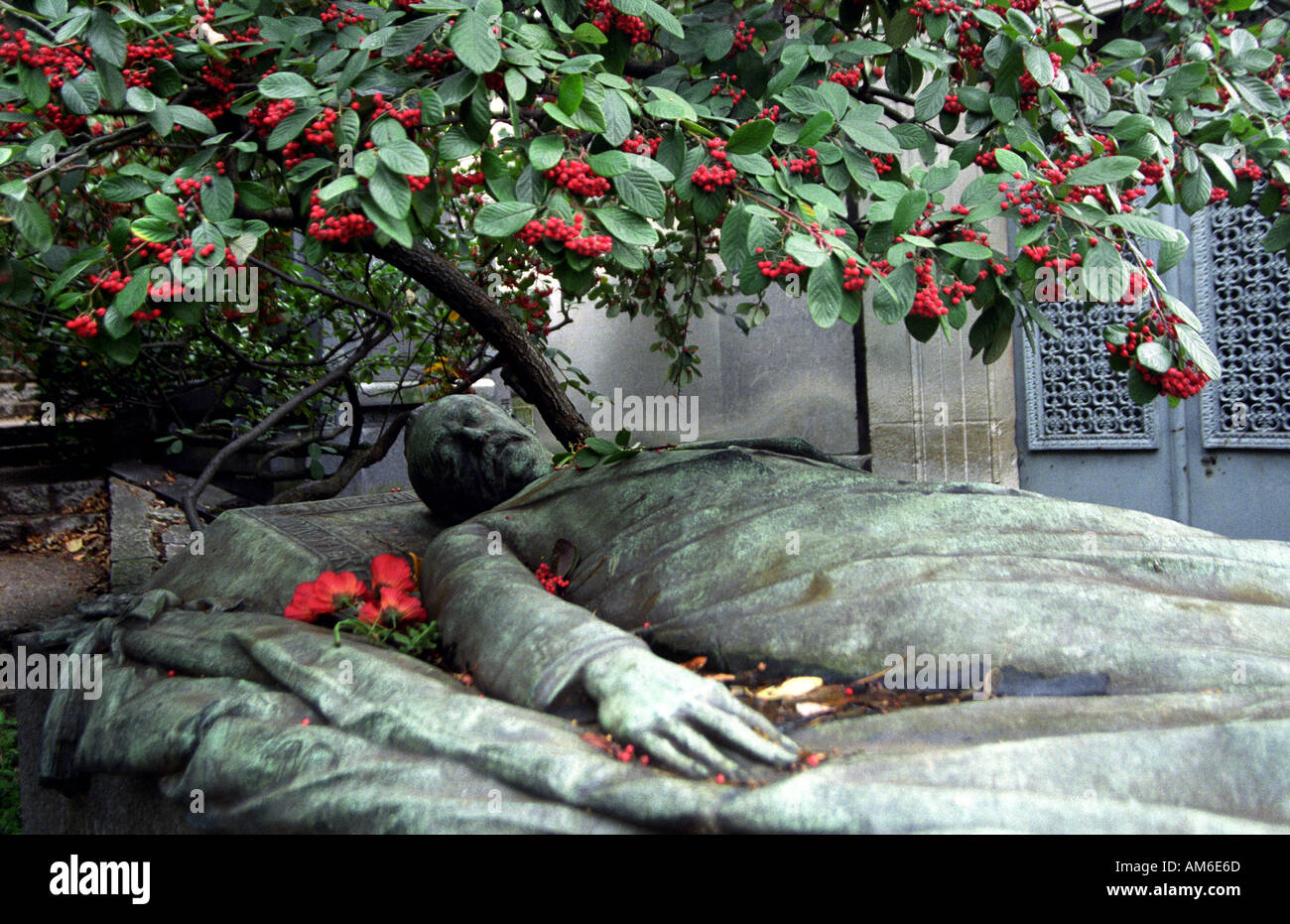 The grave of French Statesman , President Felix Faure at Pere Lachaise Cemetery in Paris , France , Europe . Stock Photo