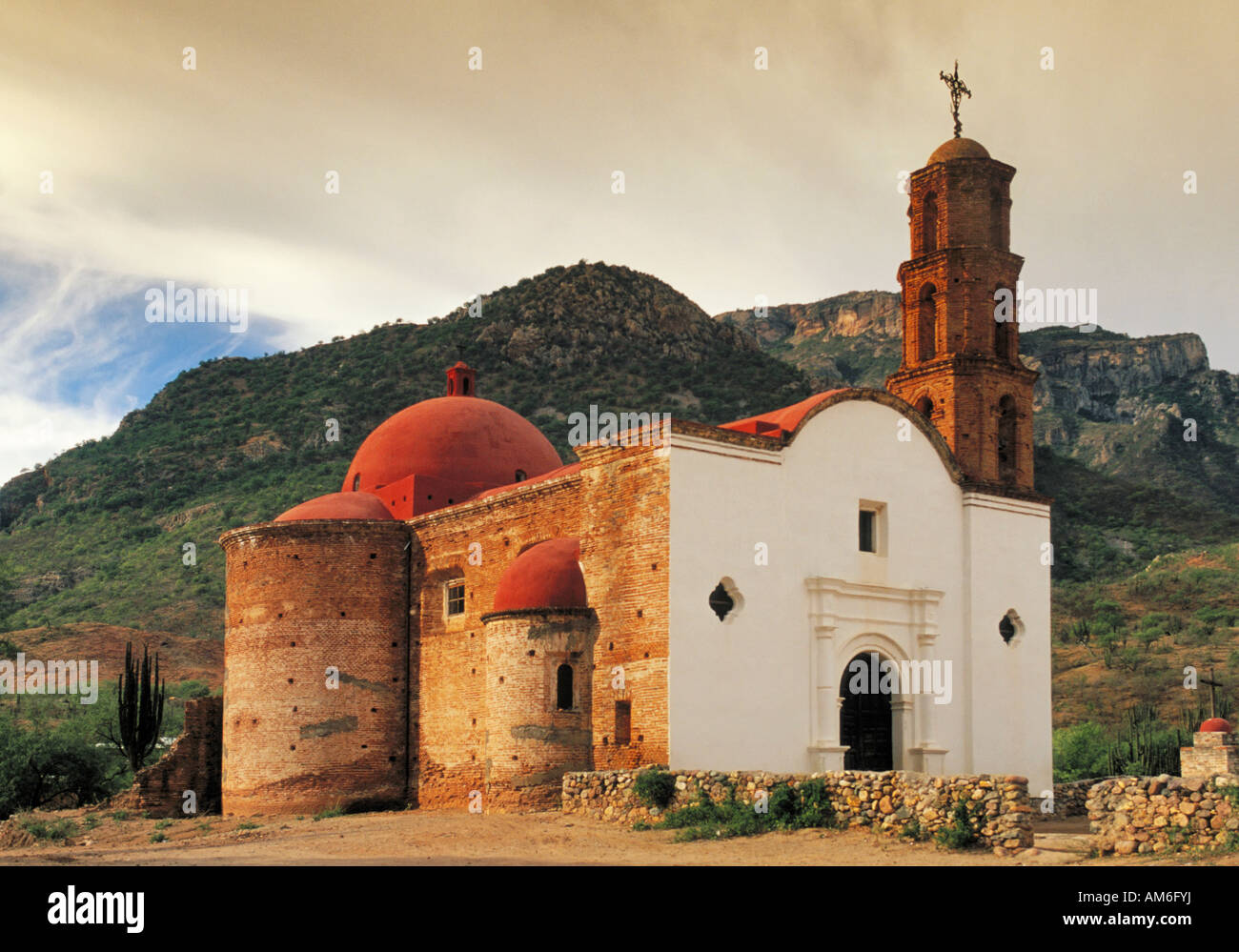 Church at village of Satevo in Copper Canyon, Mexico Stock Photo