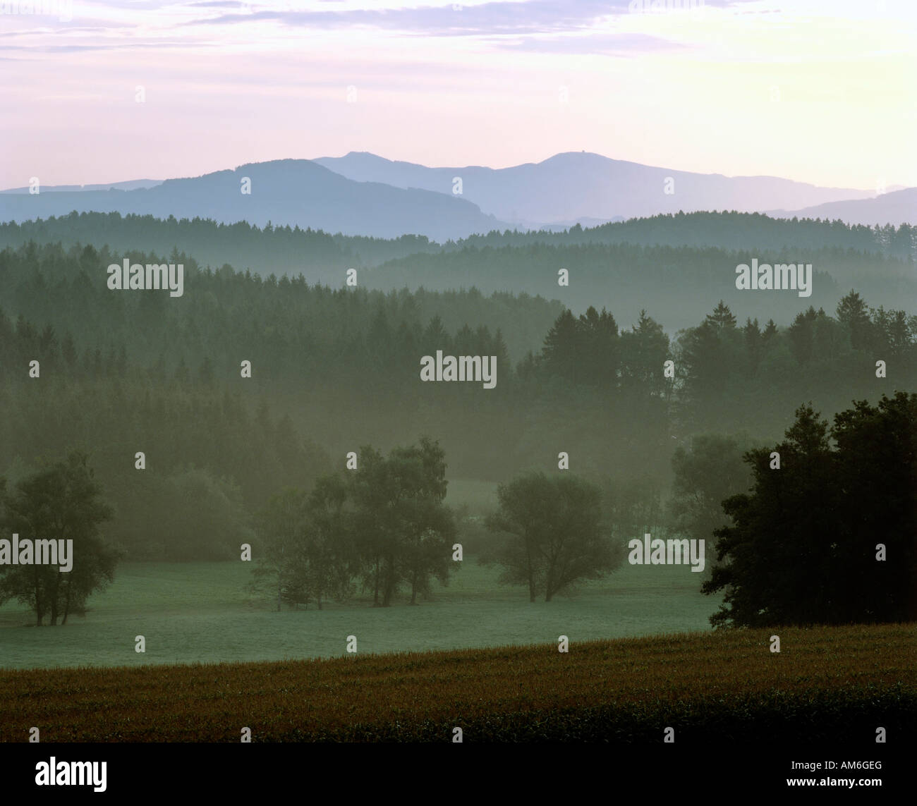 Landscape near Vachenlueg, Rupertiwinkel, Upper Bavaria, Germany Stock Photo