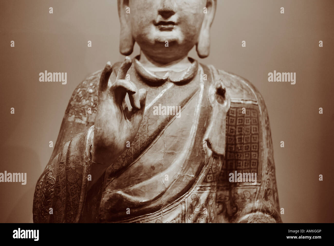 Detail of the statue of the seated Buddha Stock Photo Alamy