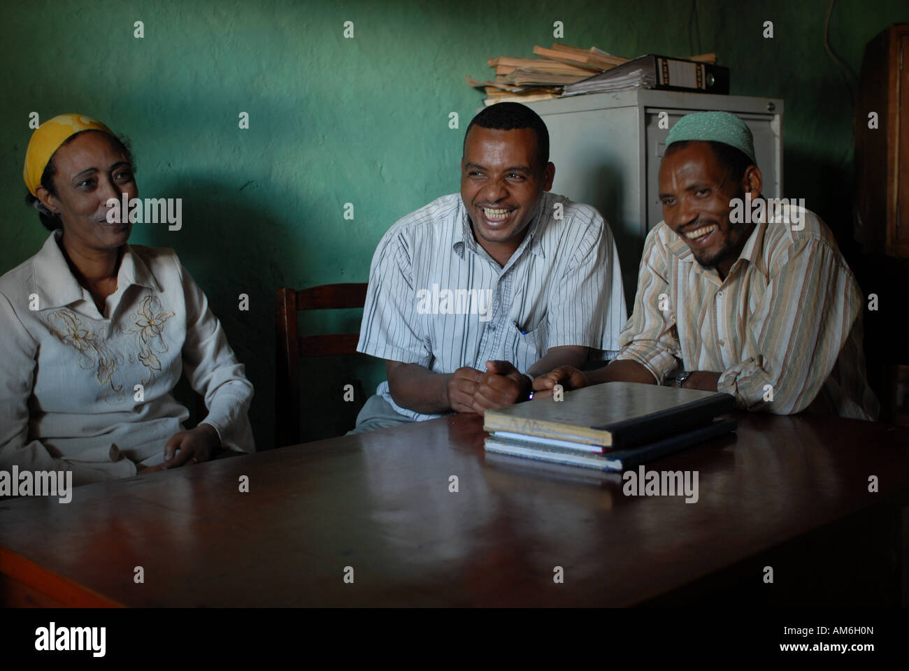 Ethiopian members of Haro Coffee co-operative, Ethiopia in the co-operative office Stock Photo