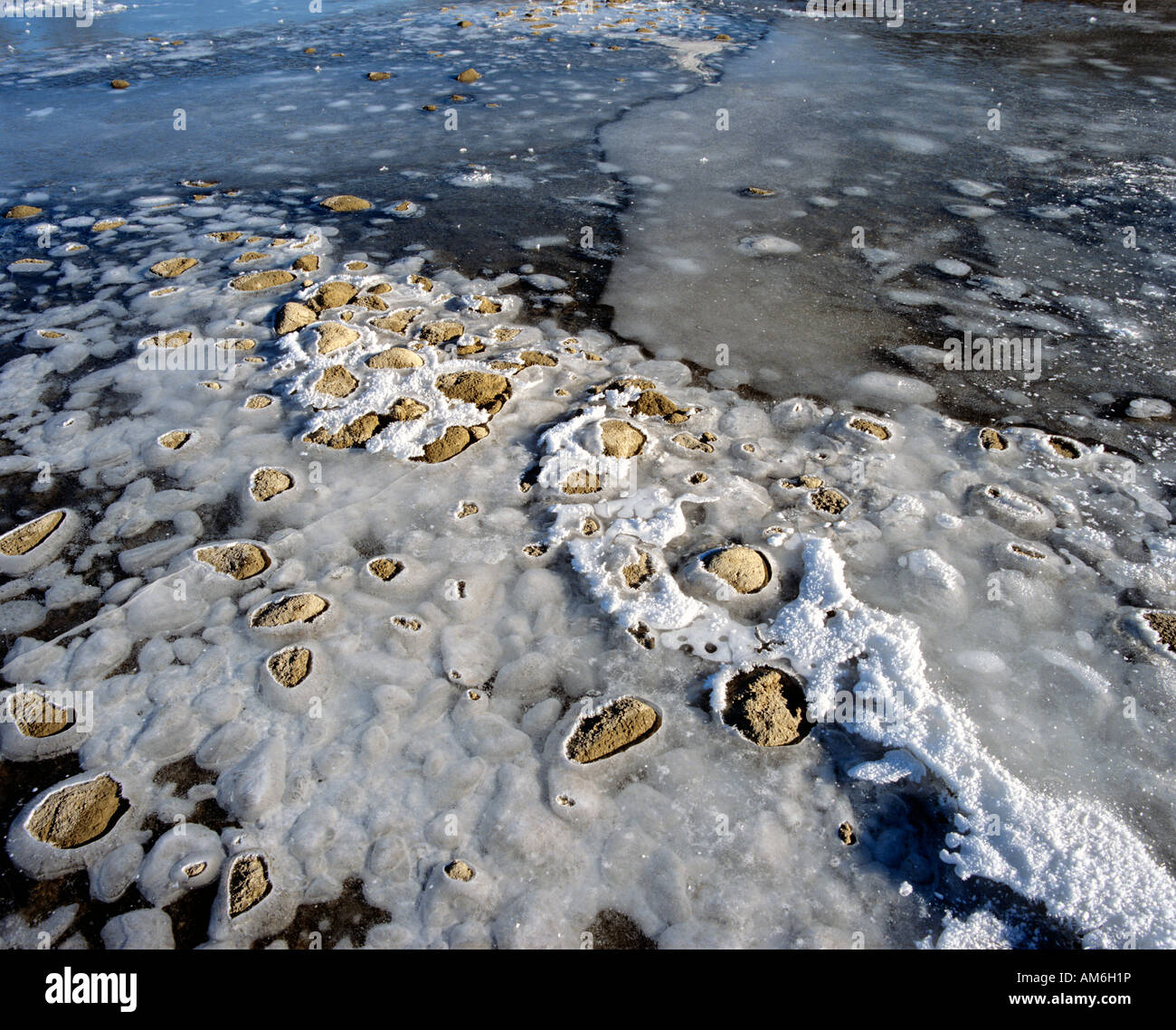 Ice on a lake shore Stock Photo