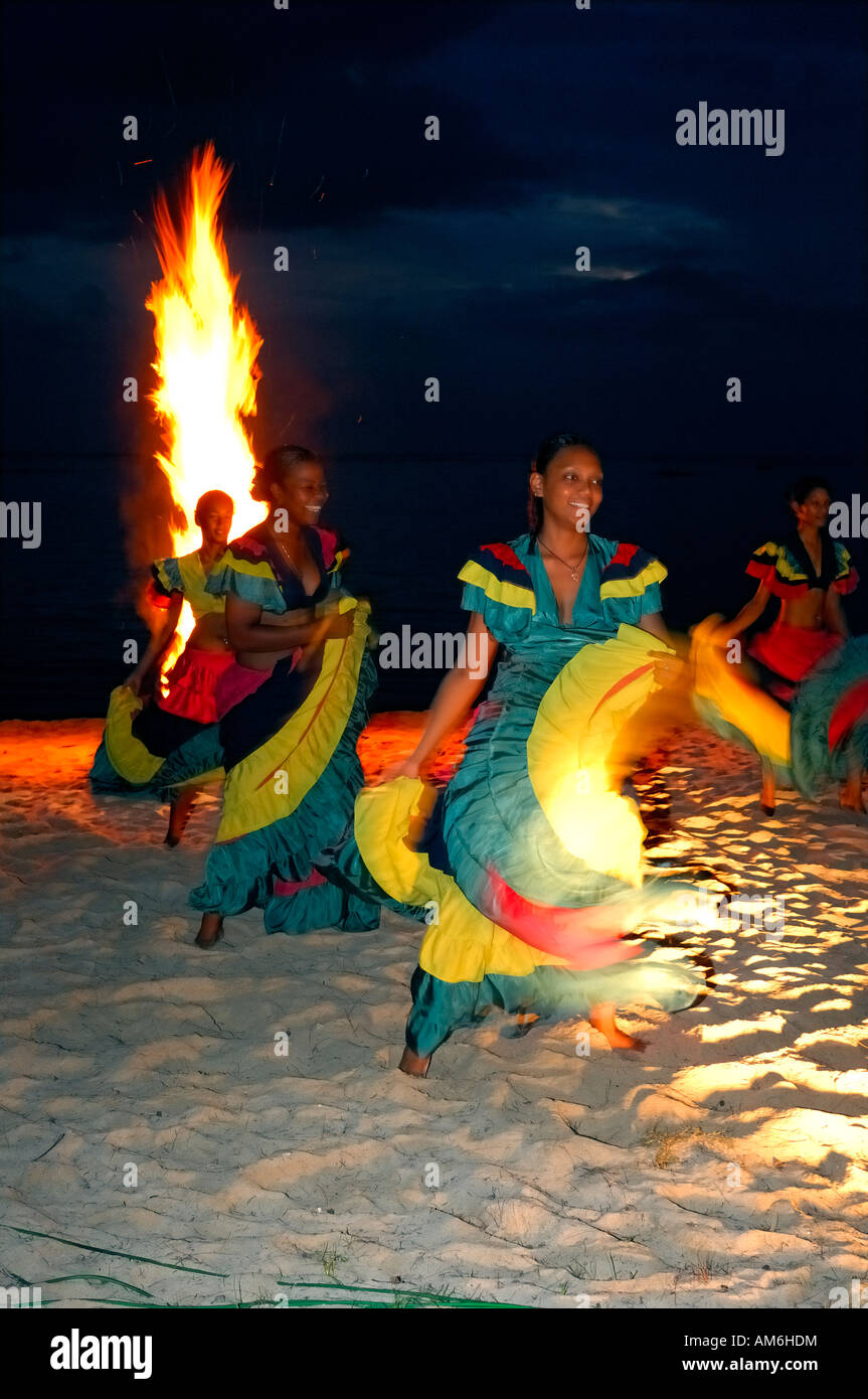Mauritius island, traditional danse of Sega on the Morne beach Stock Photo