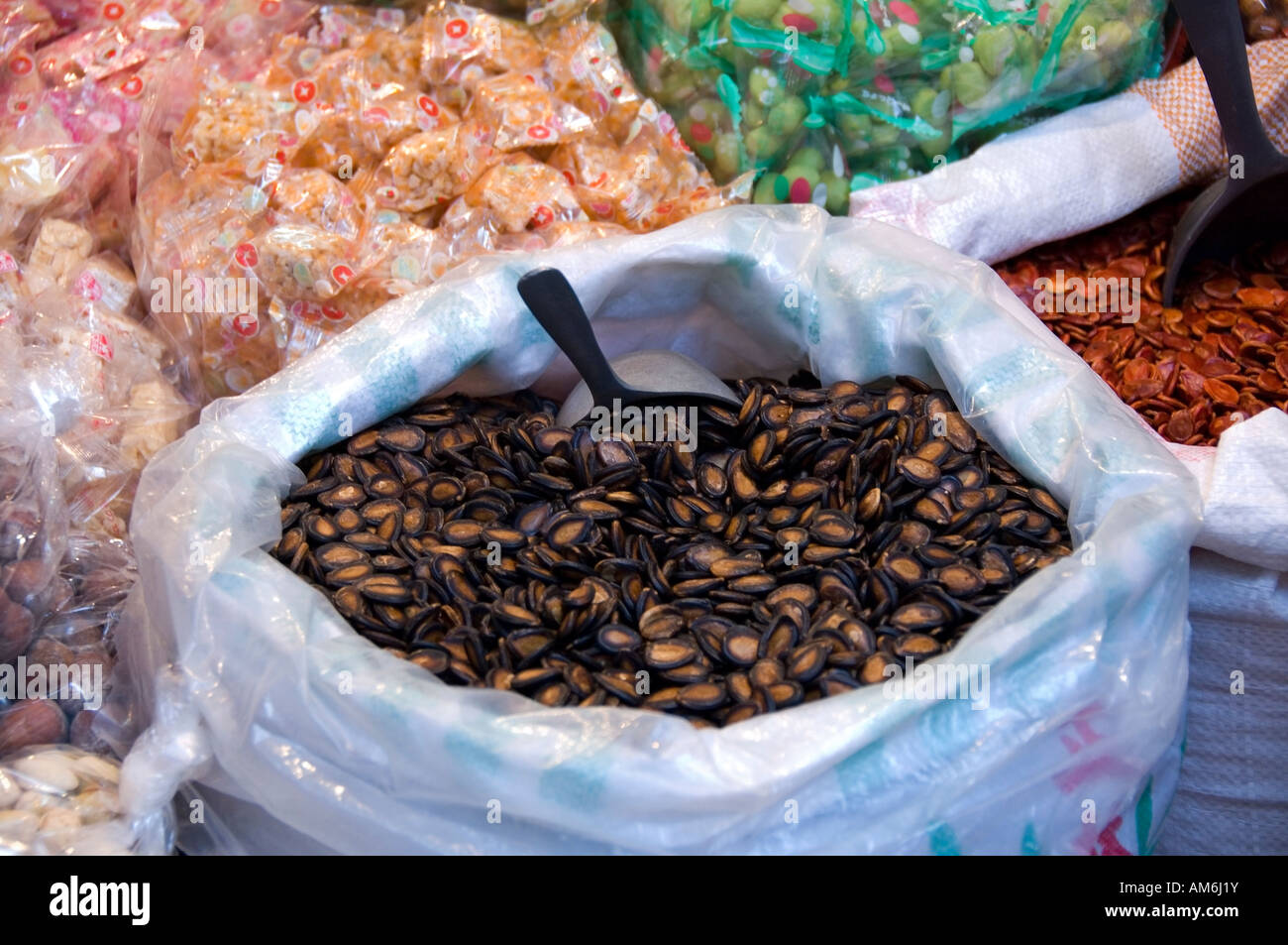 Sunflower Seeds, Spices & Condiments, Win Chai Market, Wan Chai, Hong Kong Island, Hong Kong, China, Asia Stock Photo
