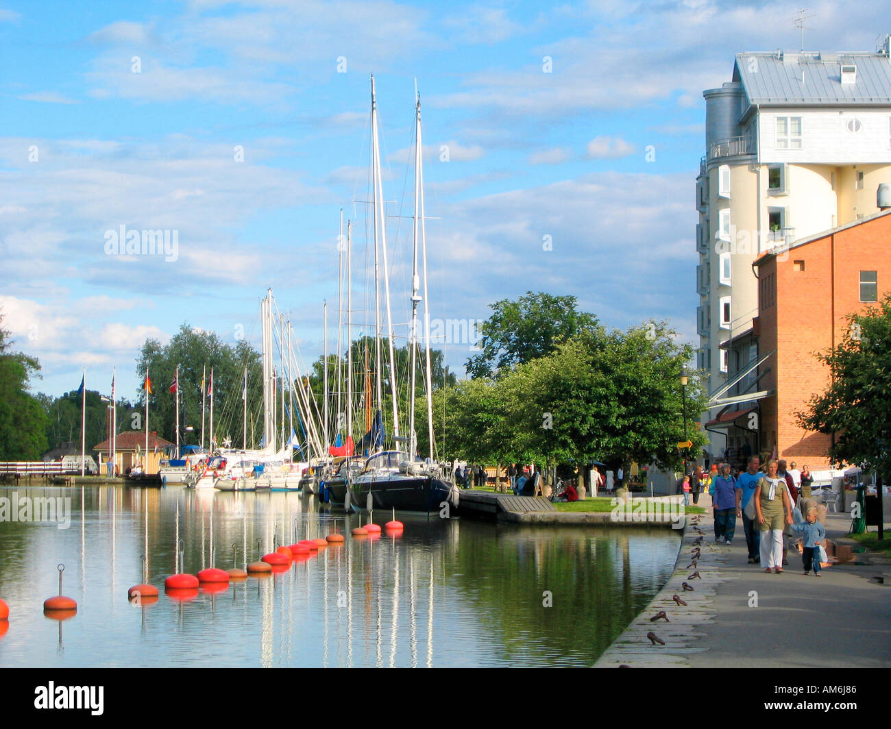 The kanalhamnen harbour by Göta canal in idyllic Söderköping Sweden Stock Photo