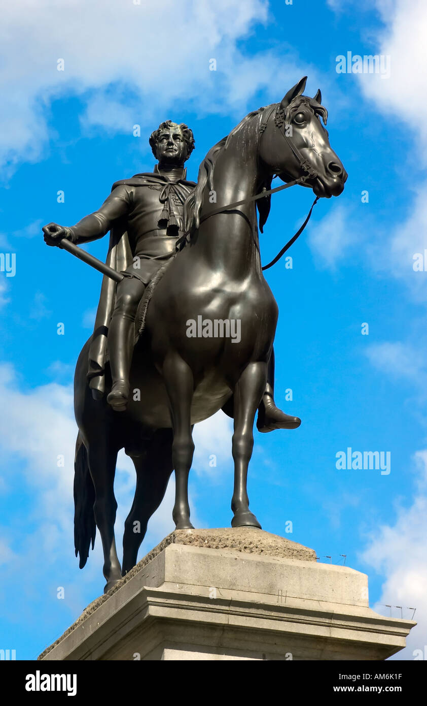Statue Of King George IV On Horseback In Trafalgar Square London UK