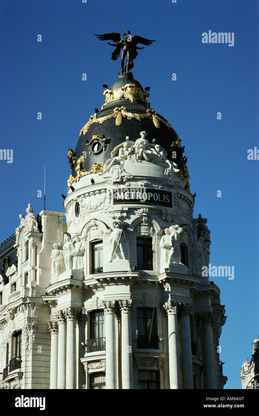Madrid Spain Metropolis building on the Gran Via Stock Photo