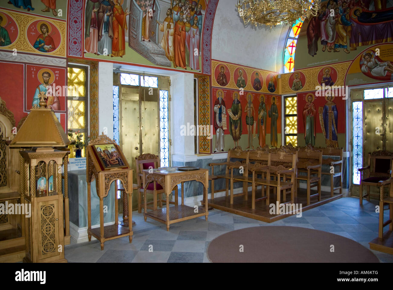 Interior of village Greek orthodox church Stock Photo - Alamy