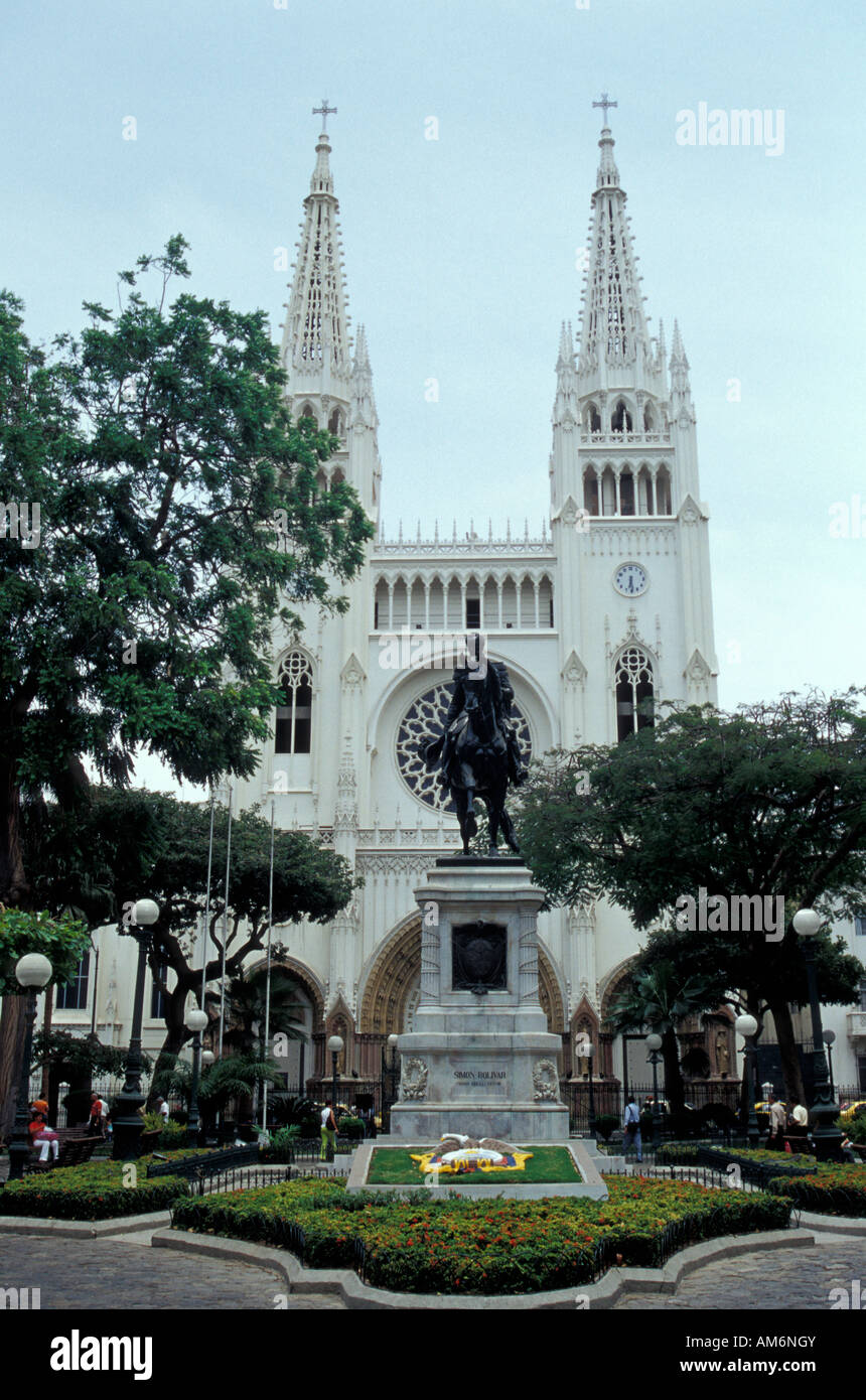 Parque Bolivar and Gothic style cathedral, Guayaquil, Ecuador Stock Photo