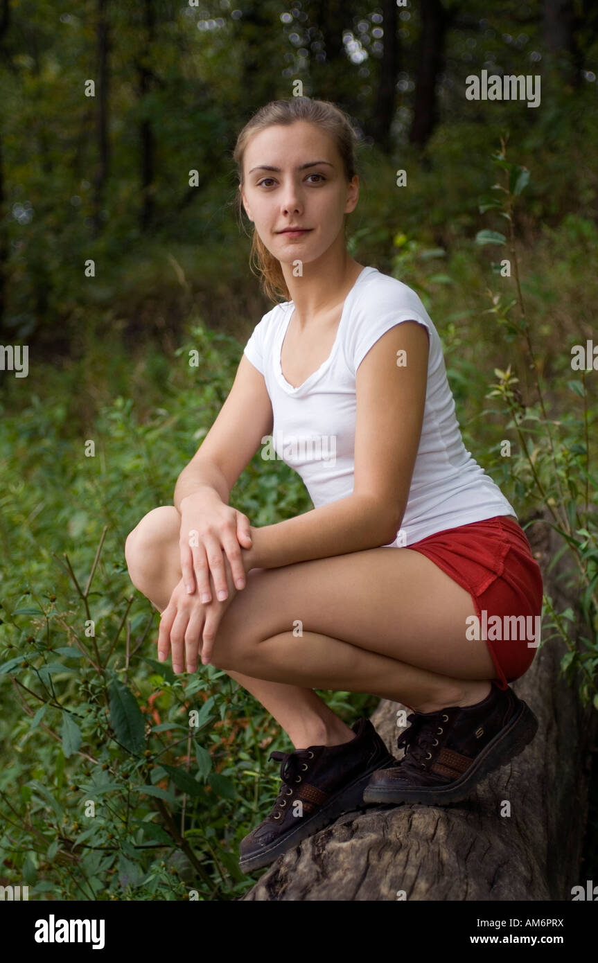 Outdoor photo of a young woman in a forest Stock Photo - Alamy