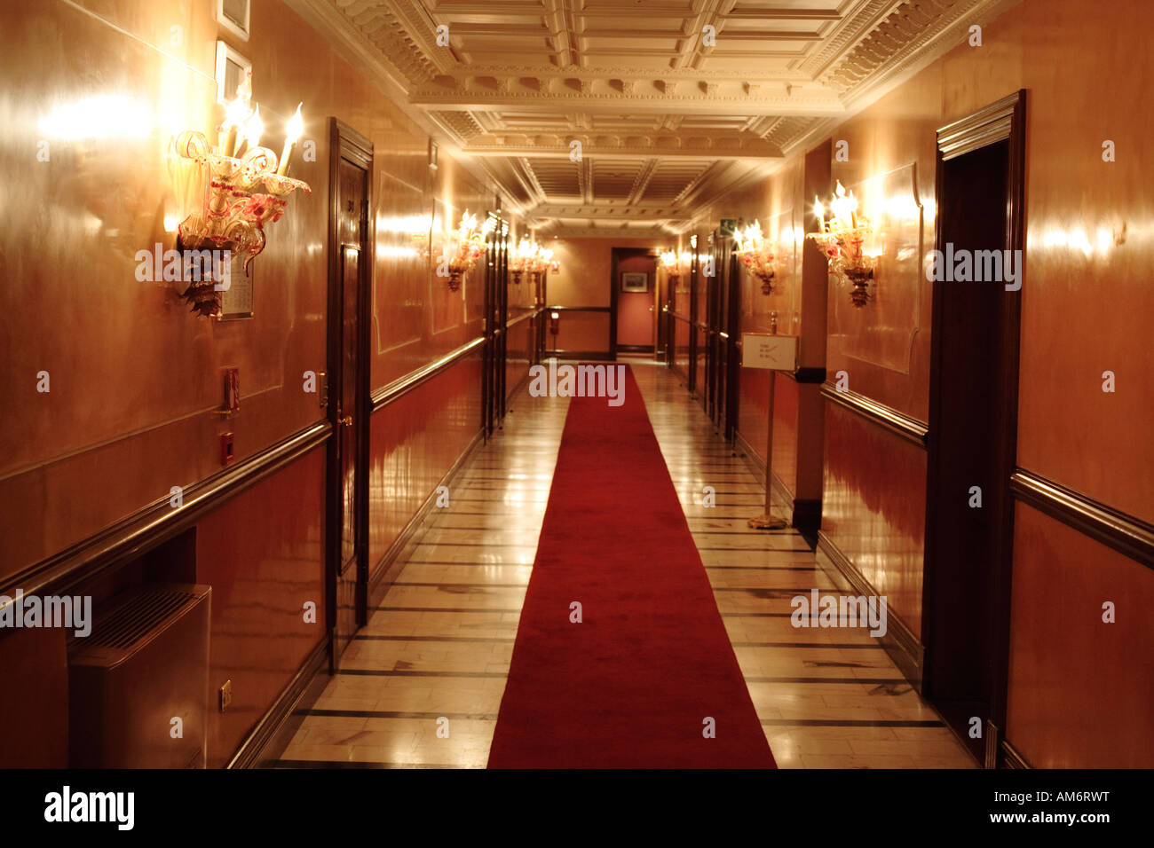 A corridor in the Hotel Bauer in Venice, Italy Stock Photo