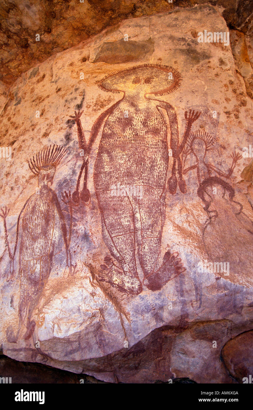 Australian aboriginal rock art Western Australia Stock Photo