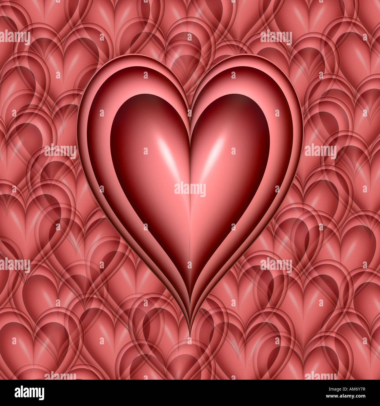 big pink heart on top of lots of little pink hearts background Stock