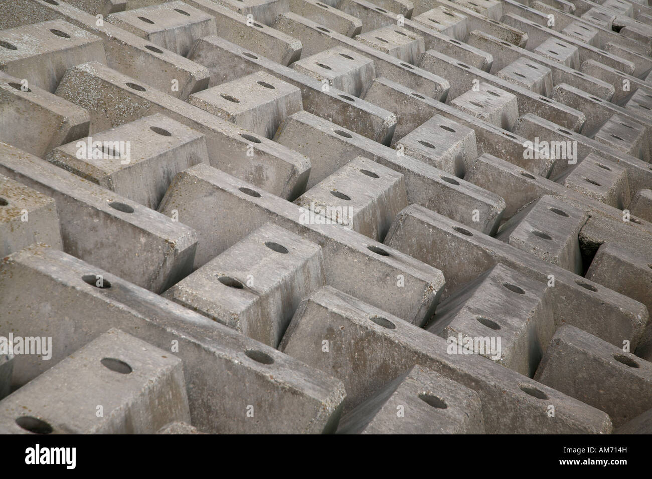 Concrete angular blocks slope to the sea dissipating wave energy and preventing backwash