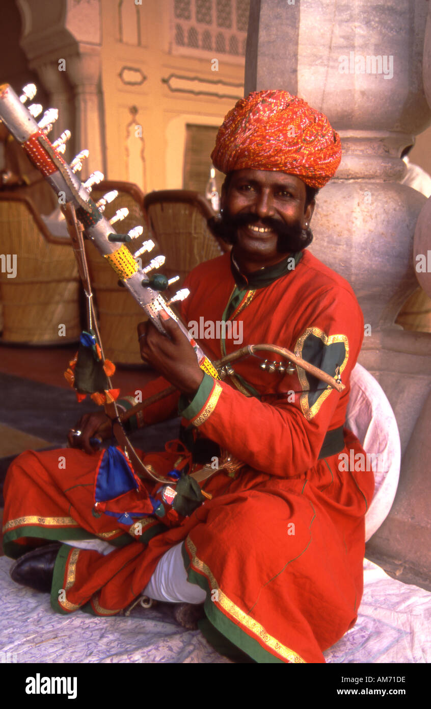 India Rajasthan Jaipur musician sitar player performing arts people
