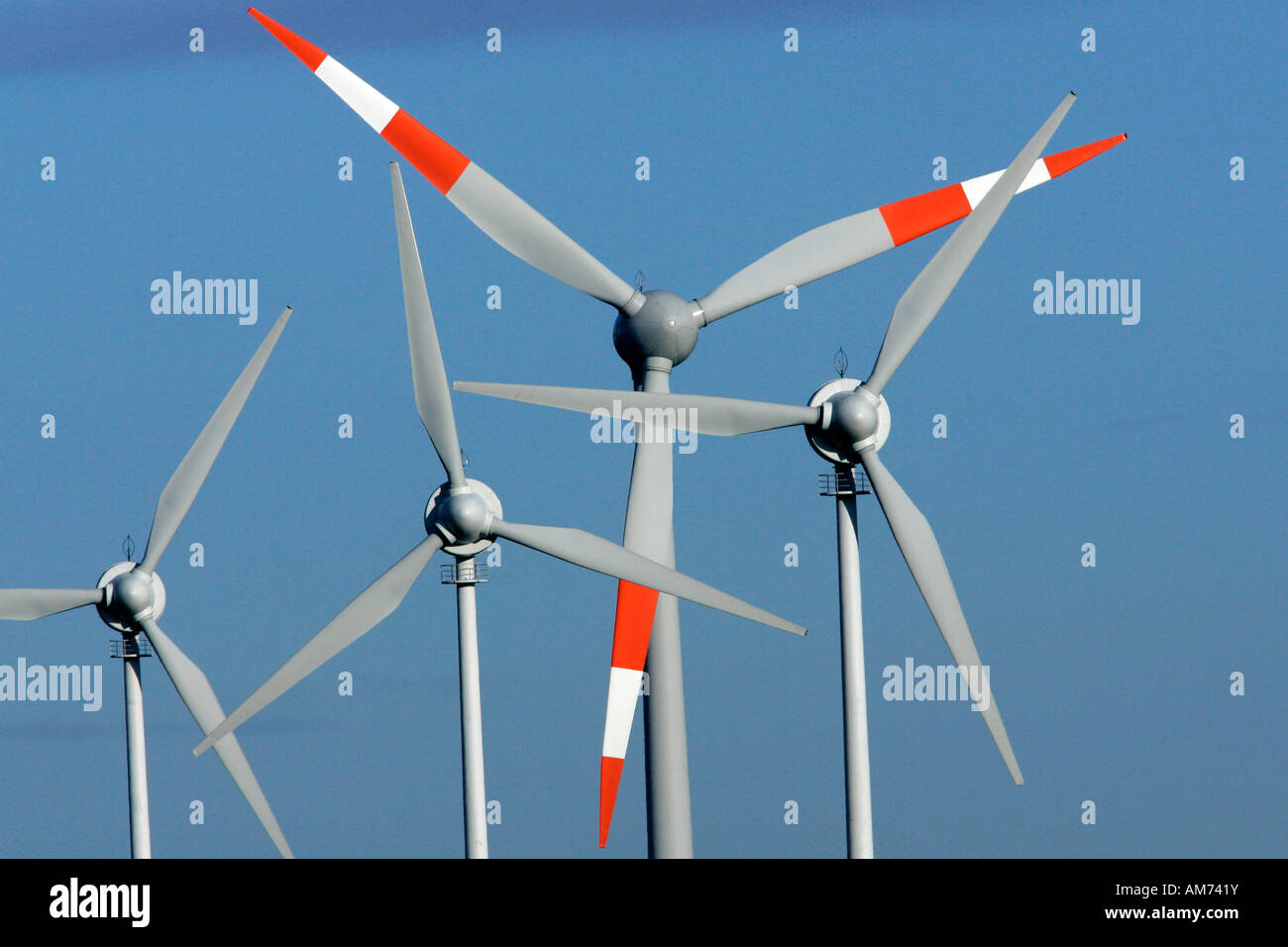 Wind wheels - wind turbines - Schleswig-Holstein, Dithmarschen, Germany, Europe Stock Photo