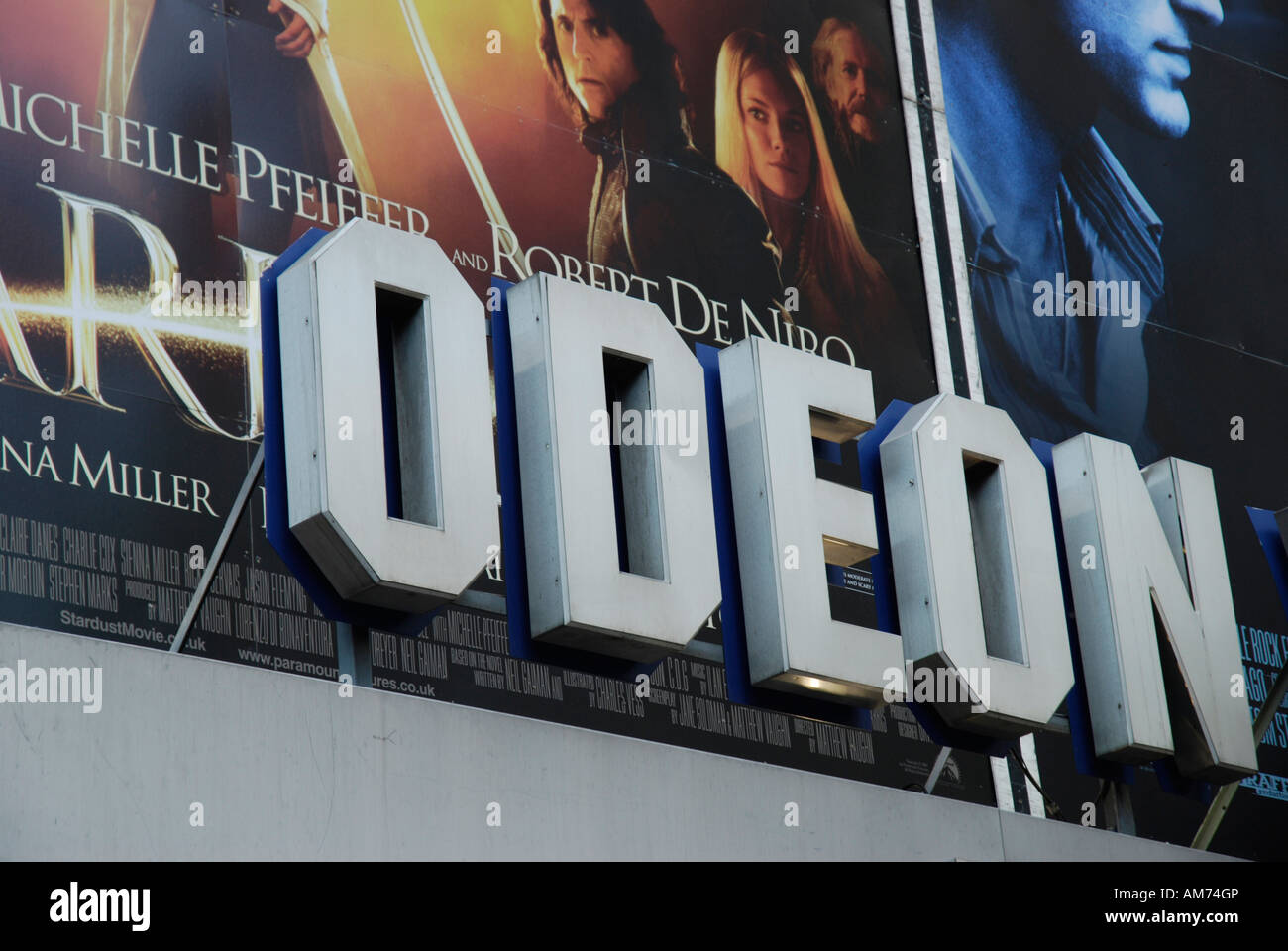 Odeon Cinema sign in front of posters advertising films ...