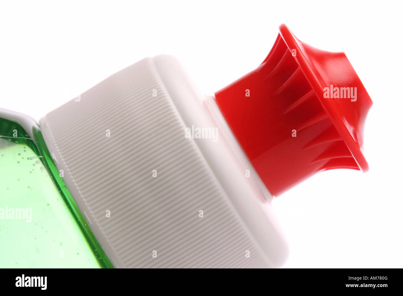 Red closing cap, cleaner bottle Stock Photo