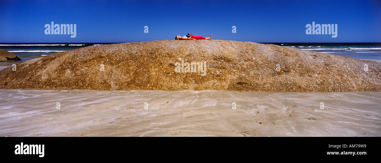 Granite rocks on beach south of Cape Banks,,  near Carpenter Rocks,  Limestone Coast, SE South Australia,  horizontal, Stock Photo