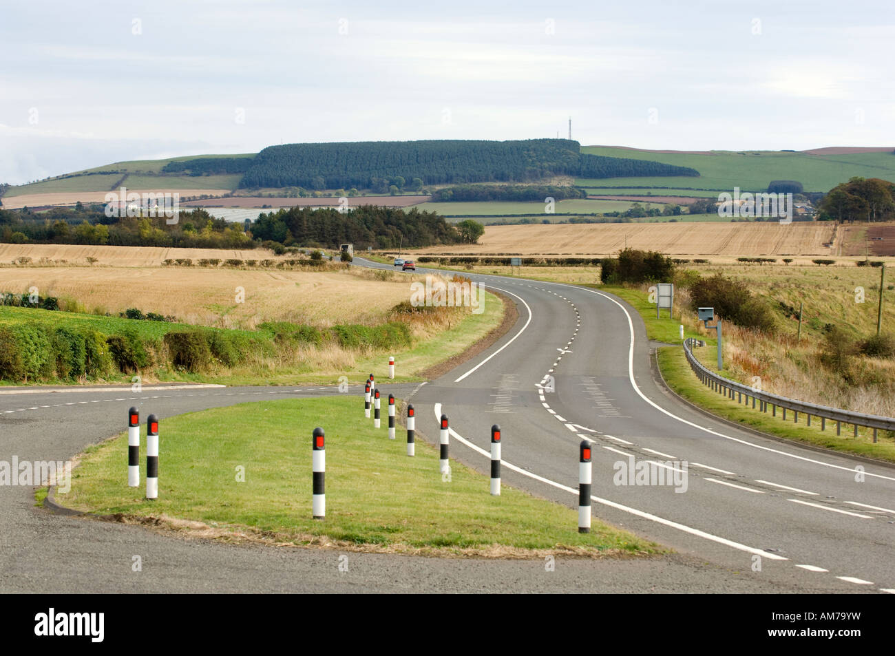 Looking south from a lay-by along the A1 road, Scotland Stock Photo
