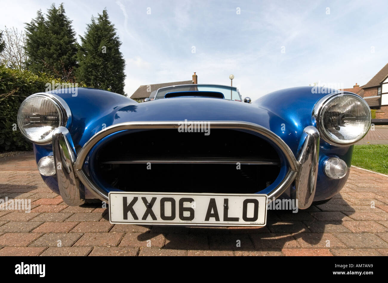 AC Cobra replica kit car wide low angle front view Stock Photo Alamy