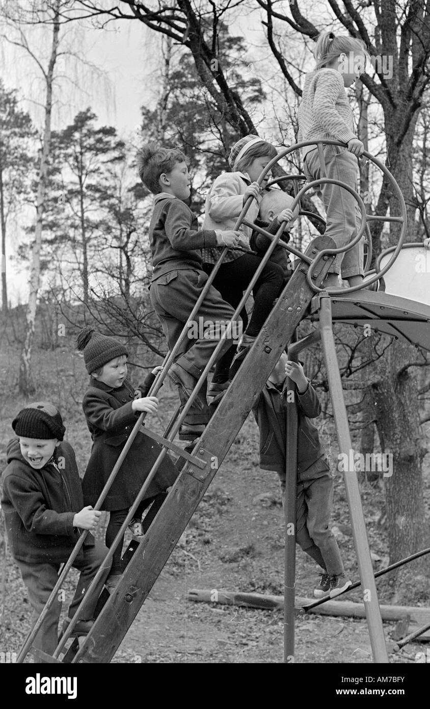 Children in playground in the sixties Stock Photo