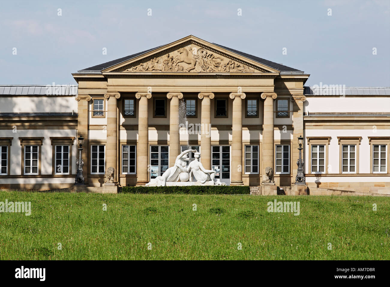 Sculpture group in front of the museum of natural history, castle Rosenstein, Stuttgart, Baden-Wuerttemberg, Germany Stock Photo
