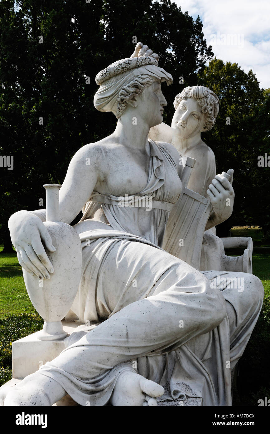 Sculpture of nymphs, gardens of castle Rosenstein, Stuttgart, Baden-Wuerttemberg, Germany Stock Photo