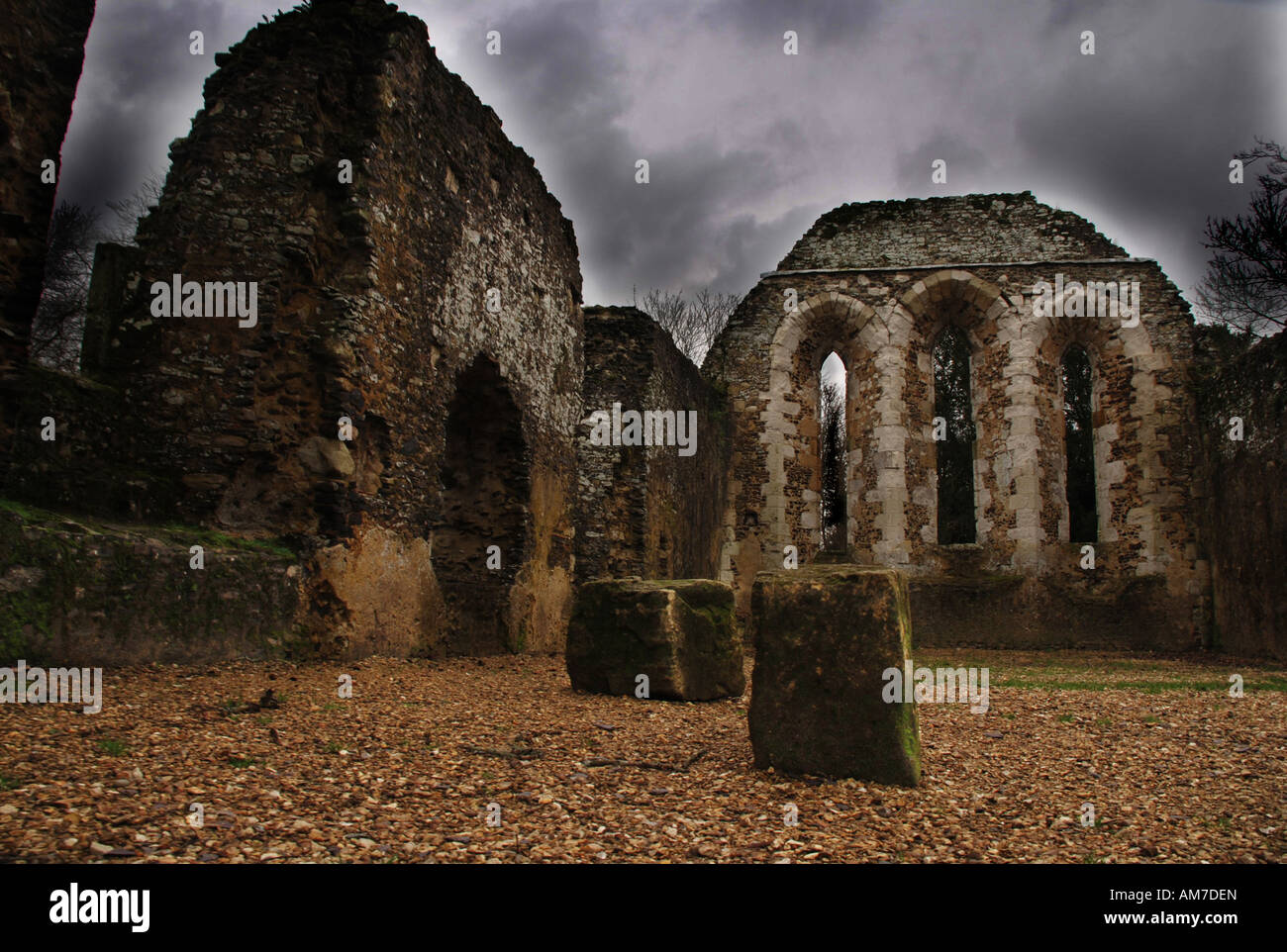 Scary old building - Waverley abbey Stock Photo