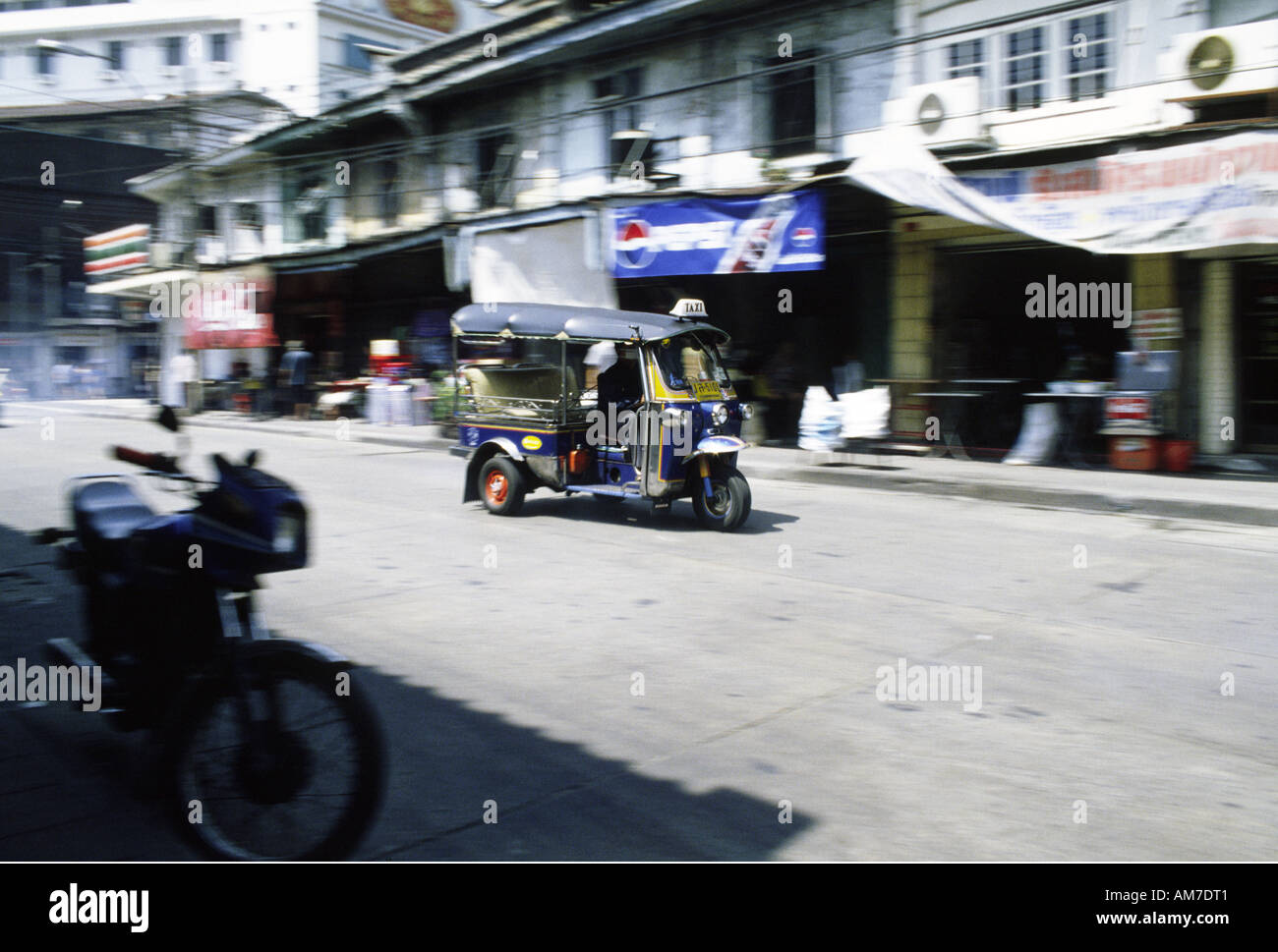 Tuk Tuk taxi in the back streets of Bangkok Thailand Stock Photo