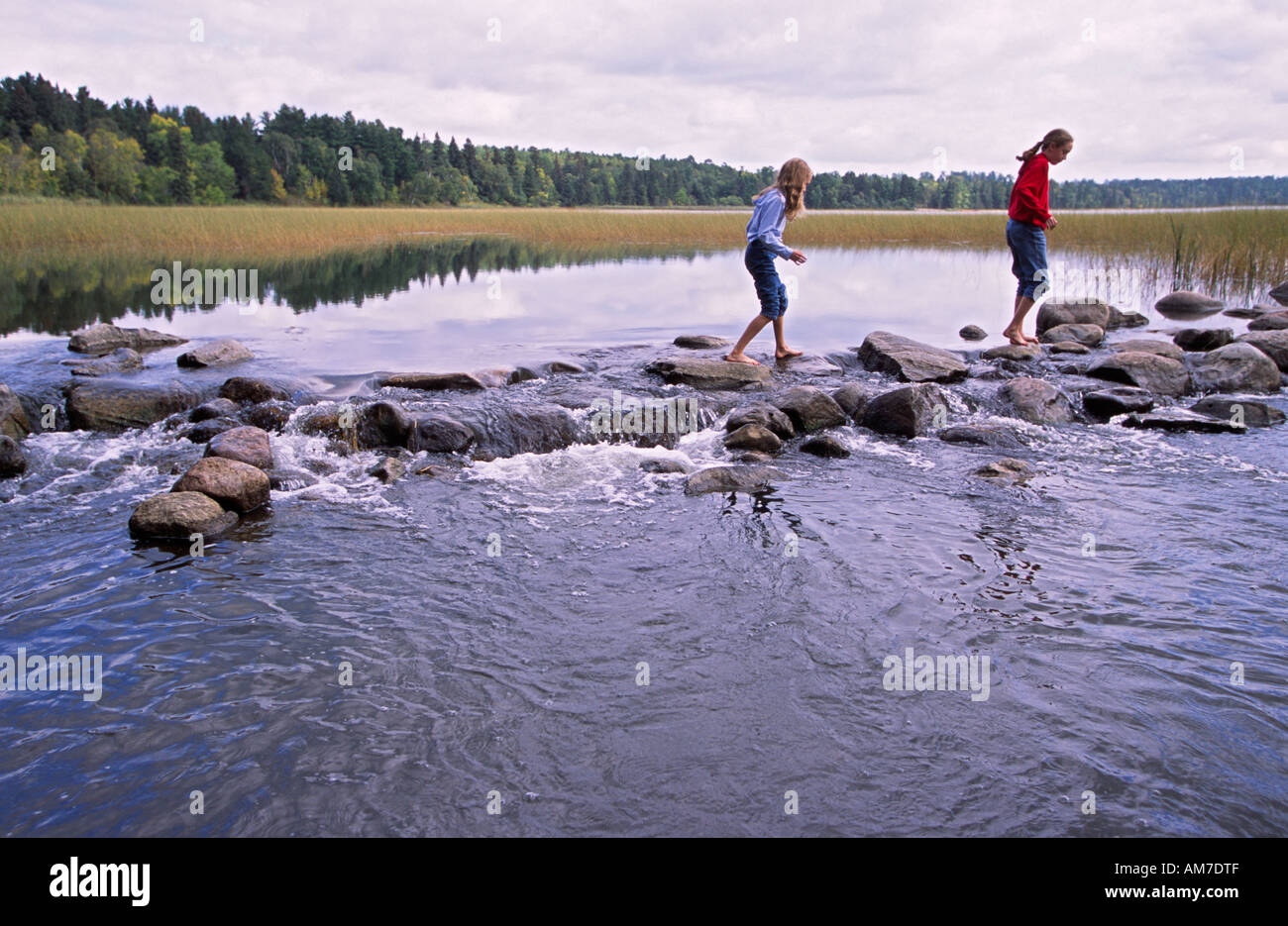 Headwaters of the Mississippi River Lake Itasca State Park Minnesota USA horizontal Stock Photo