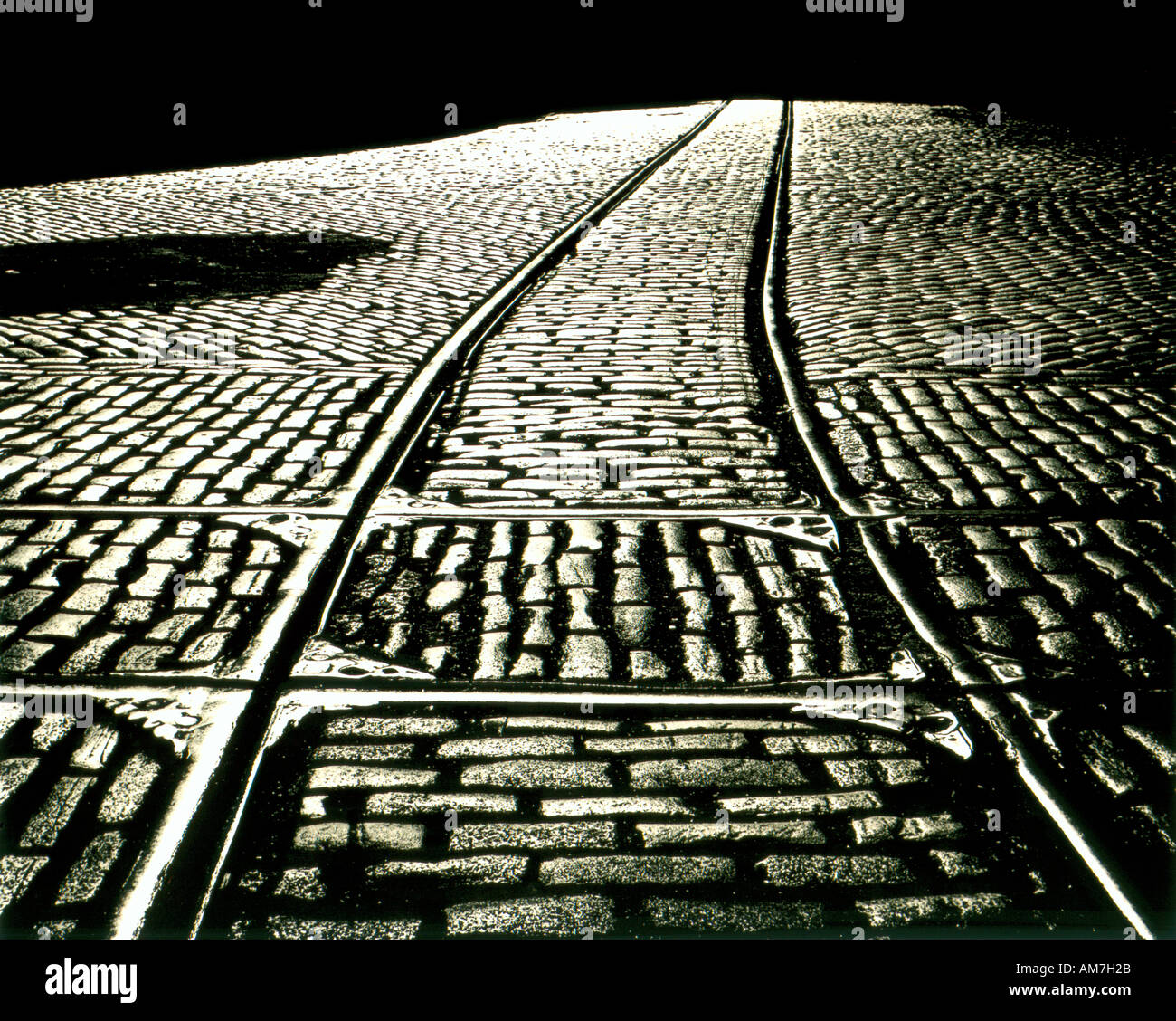 Trolley tracks Brooklyn NY Stock Photo Alamy