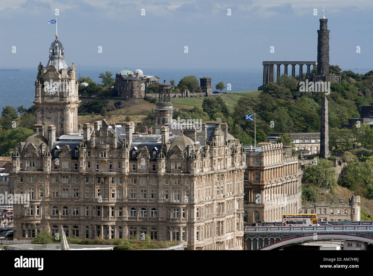 skyline view from edinburgh castle balmoral hotel nelson's monument